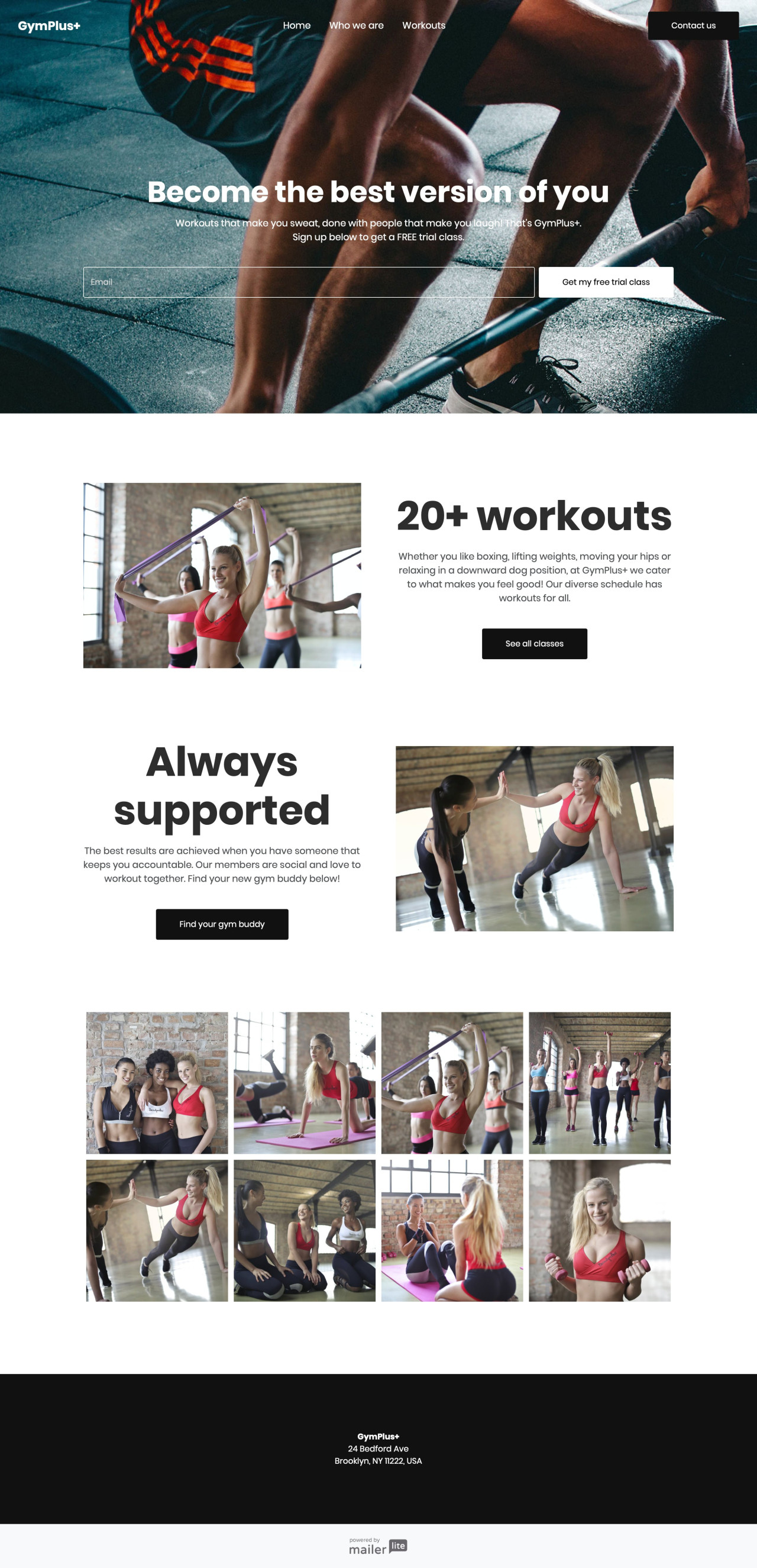 Gym template - Made by MailerLite